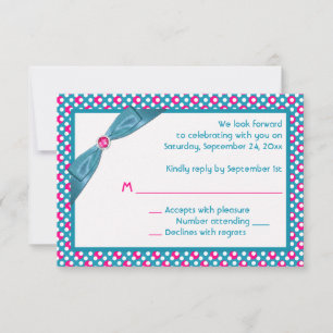 Pink, Türkis und White Polka Dot Repair Card RSVP Karte