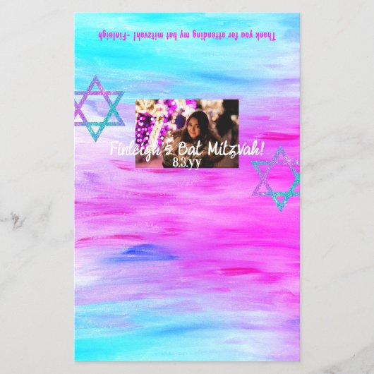 Pink Türkise Bat Mitzvah Candy Bar Wrapper Flyer (Vorne)