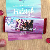 Pink Türkise Bat Mitzvah Candy Bar Wrapper Flyer