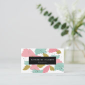 Pink Türkisfarbene Abstrakte Malerkarte Visitenkarte (Stehend Vorderseite)