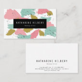 Pink Türkisfarbene Abstrakte Malerkarte Visitenkarte (Vorne/Hinten)