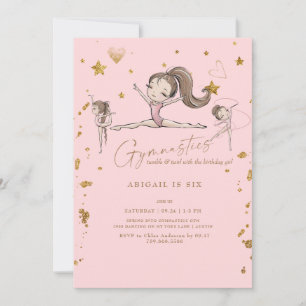 Pink Turnen Tumble & Twirl Geburtstagsfeier Einladung