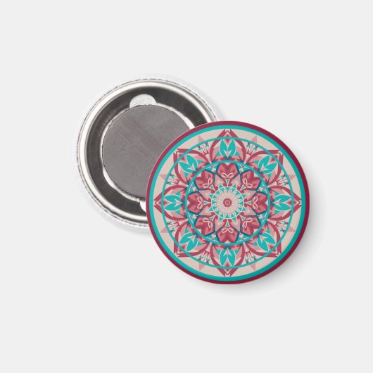 Pink & Turquoise Boho Mandala   Magnet (Vorderseite/Rückseite)