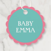 Pink & Turquoise Kinderdusche Vorzugstriche mit Kr Geschenkanhänger (Rückseite)