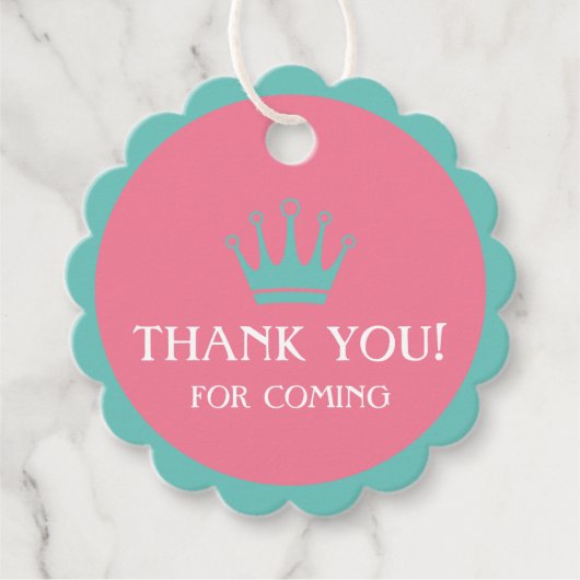 Pink & Turquoise Kinderdusche Vorzugstriche mit Kr Geschenkanhänger (Vorderseite)