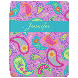 Pink Turquoise Modern Paisley Name Personalisiert iPad Hülle