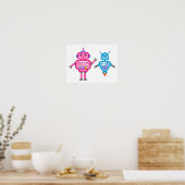 Pink & Turquoise Roboter Wall Art Poster (Küche)