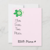 Pink Turtle Baby Dusche Einladung (Rückseite)