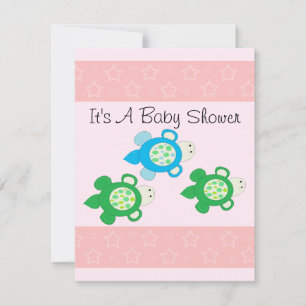 Pink Turtle Baby Shower Einladung