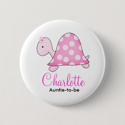 PINK TURTLE BABY SHOWNAME TAG-TASTE BUTTON (Vorderseite)