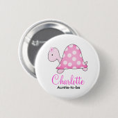 PINK TURTLE BABY SHOWNAME TAG-TASTE BUTTON (Vorne & Hinten)