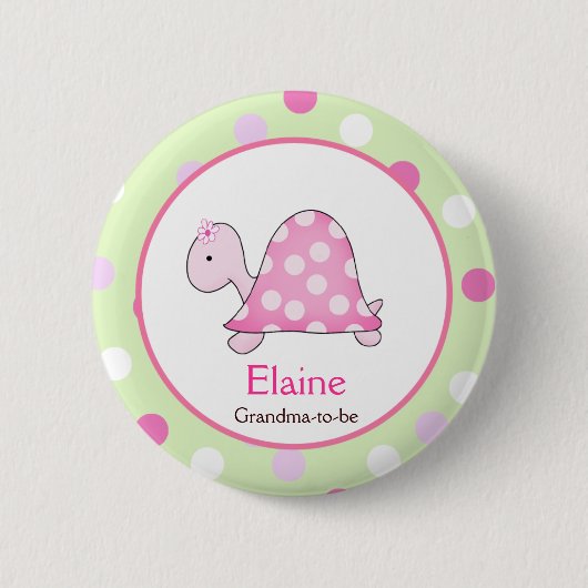 Pink Turtle NAME TAG Custom Button (Vorderseite)