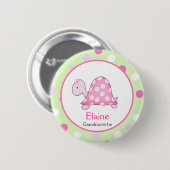 Pink Turtle NAME TAG Custom Button (Vorne & Hinten)