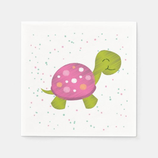 Pink Turtle Party Napkin Serviette (Vorderseite)