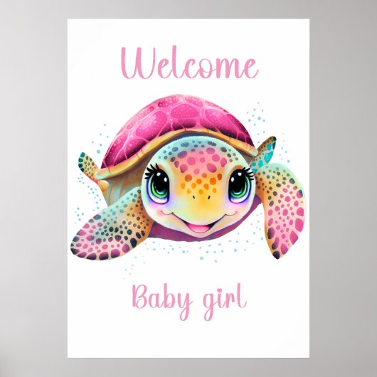 PINK TURTLE WICOME BABY MIRL POSTER (Vorne)
