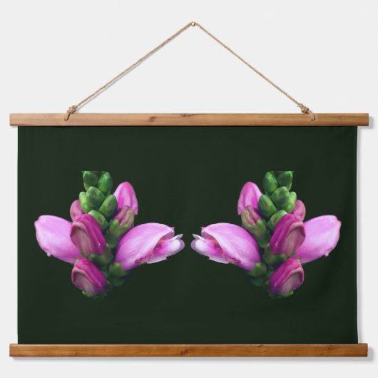 Pink Turtlehead-Blumen Zwillinge Wandteppich Mit Holzrahmen (Vorne)