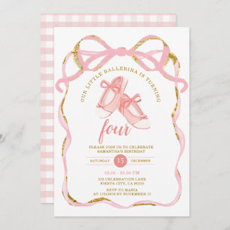 Pink Tutu Ballerina Geburtstagsparty Ballet Ribbon Einladung