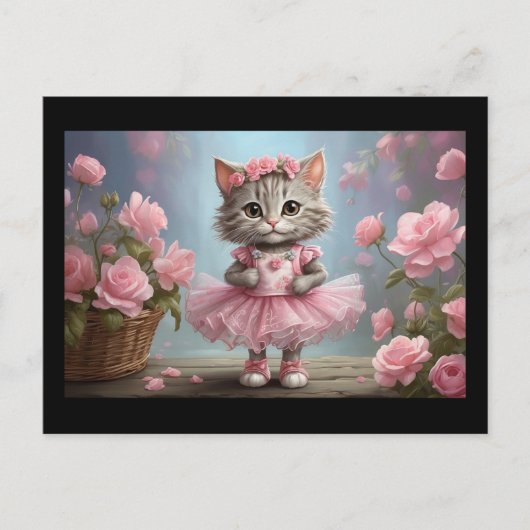 Pink Tutu Ballerina Kitten Postkarte (Vorderseite)