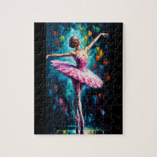 Pink Tutu Ballerina Puzzle - Colorful Dance Art on
