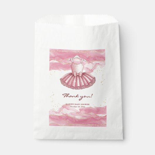 Pink Tutu Gold Glitzer Kinderdusche Geschenktütchen (Vorderseite)