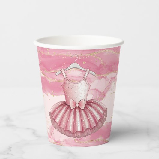 Pink Tutu Gold Glitzer Kinderdusche Pappbecher (Vorderseite)