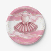 Pink Tutu Gold Glitzer Kinderdusche Pappteller (Vorderseite)