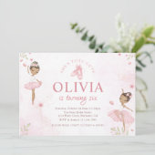 Pink Tutu Niedlich Ballet Dancer Ballerina Geburts Einladung (Stehend Vorderseite)
