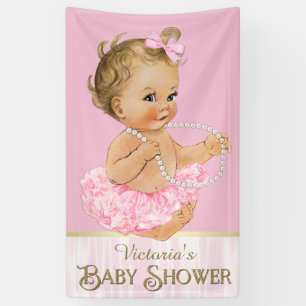 Pink Tutu Pearl Girl Babydusche Banner