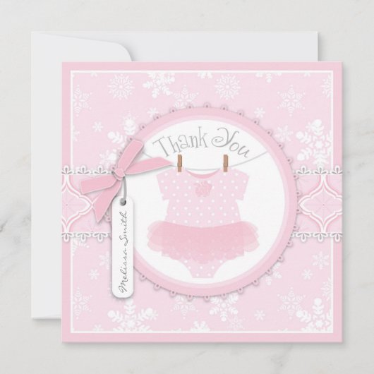 Pink Tutu & Snowflakes Danke Karte (Vorderseite)