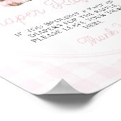 Pink Tutu Teddy Bear Baby Shower Diaper Raffle Poster (Ecke)