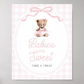 Pink Tutu Teddy Bear Baby Shower Sweets Table Sign Poster (Vorne)