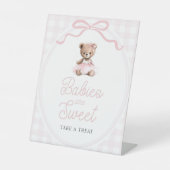 Pink Tutu Teddy Bear Baby Shower Sweets Table Sockelschild (Vorderseite)
