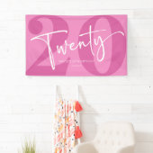 Pink Twenty 20th Twentieth Birthday Party Banner (Insitu)