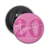 Pink Twenty 20th Twentieth Birthday Party Gift Flaschenöffner (Vorderseite)