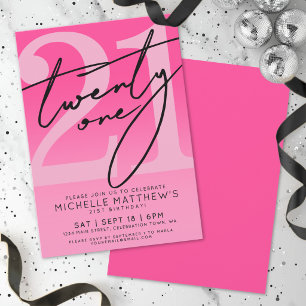Pink Twenty One 21. Geburtstagsfeier Einladung