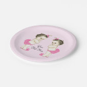 Pink Twin Baby Girl Pappteller (Schrägansicht)