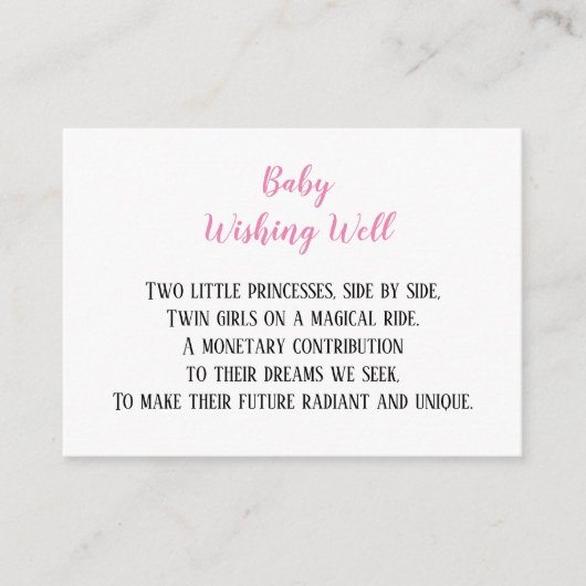 Pink Twin Baby Girls wollen Baby Dusche Begleitkarte (Vorderseite)