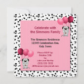 Pink Twin Girls 3. Geburtstag Party Dalmatiner Einladung (Rückseite)