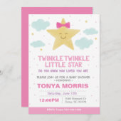 Pink Twinkle Little Star Baby Dusche Einladung (Vorne/Hinten)