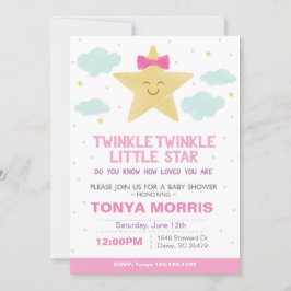 Pink Twinkle Little Star Baby Dusche Einladung