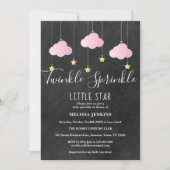 Pink Twinkle Sprinkle Baby Sprinkle Chalkboard Einladung (Vorderseite)
