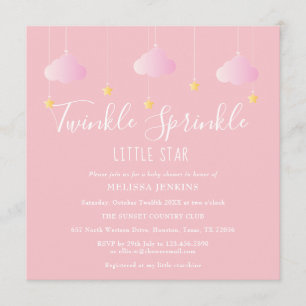 Pink Twinkle Sprinkle Little Star Baby Shower Einladung