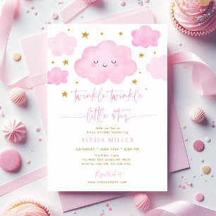 Pink Twinkle Star Cloud Baby Dusche Einladung
