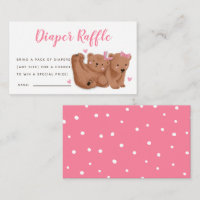 Pink Twins Bear Baby Dusche Windeln Raffel Ticket