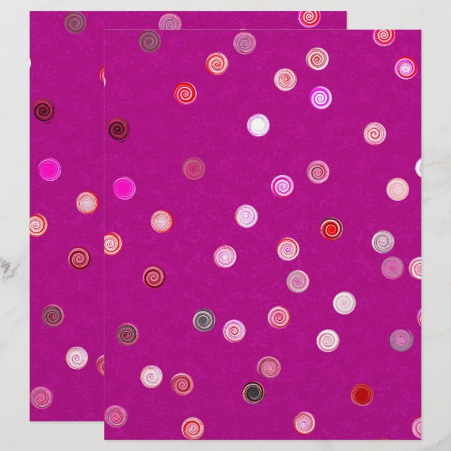 Pink Twisty Polka Dot Spiral 2-Sided Scrap Paper (Vorne/Hinten)