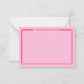 Pink Two Border Minimalist Name Monogram Mitteilungskarte (Vorderseite)