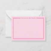 Pink Two Border Minimalist Name Monogram Mitteilungskarte (Vorderseite)