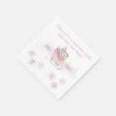 Pink Two Little Snowflakes Twin Baby Shower Serviette (Ecke)
