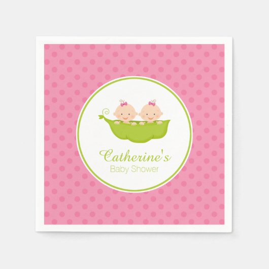 Pink Two Peas in Pod Baby Shooting Paper Napkin Serviette (Vorderseite)