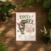 Pink Two Rex 2. Geburtstagseinladung Einladung